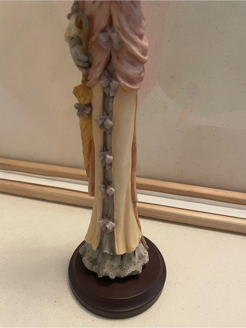 Victorian Anthropomorphic Dog Lady Figurine Pink Dress Parasol Fan 12.75 Inch - Picture 4 of 7
